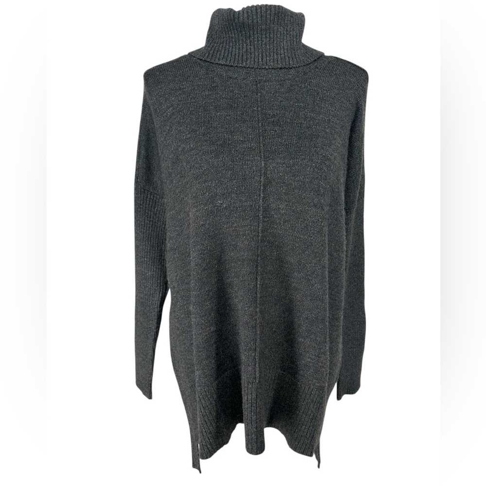 CABLE & GAUGE / Charcoal Gray Turtleneck Sweater / Medium / Office Preppy Goth